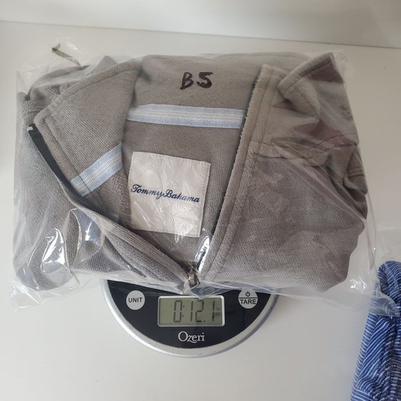 Tommy Bahama 3/4 Zip Pull Over Tan Brown Gray Sweater Men's Size M 100% Cotton - Picture 7 of 7